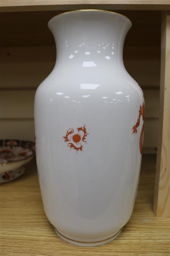 A Meissen Red Dragon vase